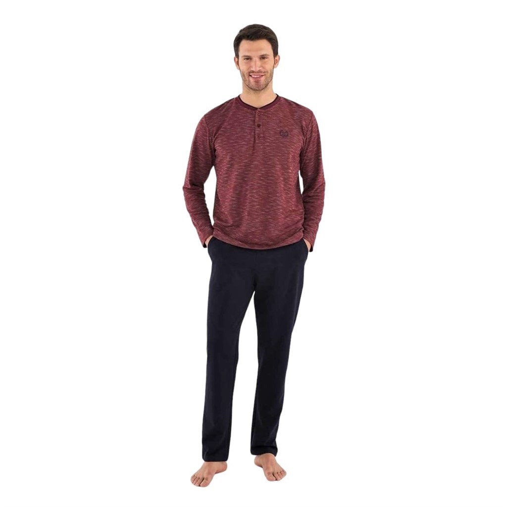 Mod Collection Patlı Yaka Pamuklu Erkek Pijama Takım