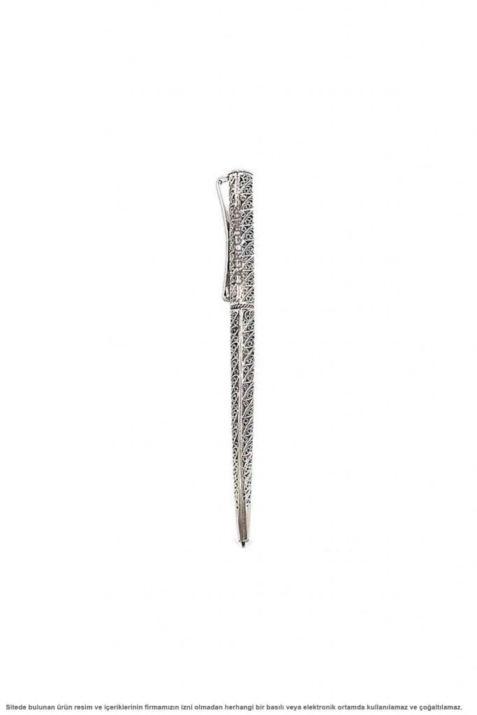 Gümüş Hediyelik Masaüstü Kalemlik Telkari İsimli Kalem Özel El İşi Mardin Midyat Gümüş