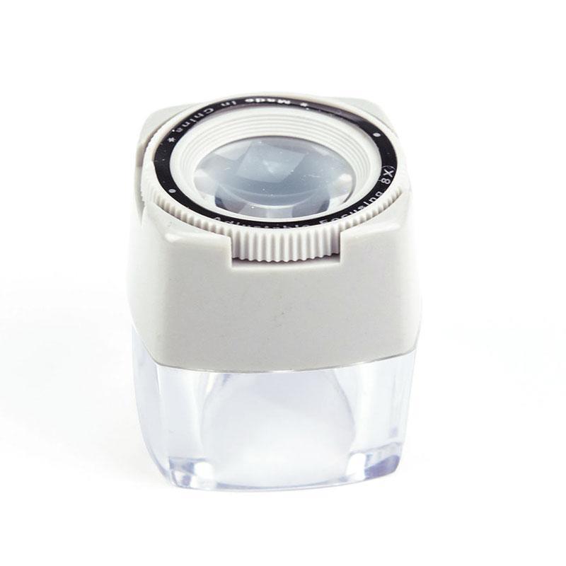 8X Odaklama Büyüteç Akrilik Lens Masa Üstü Küp Stand Odak Ayarlı