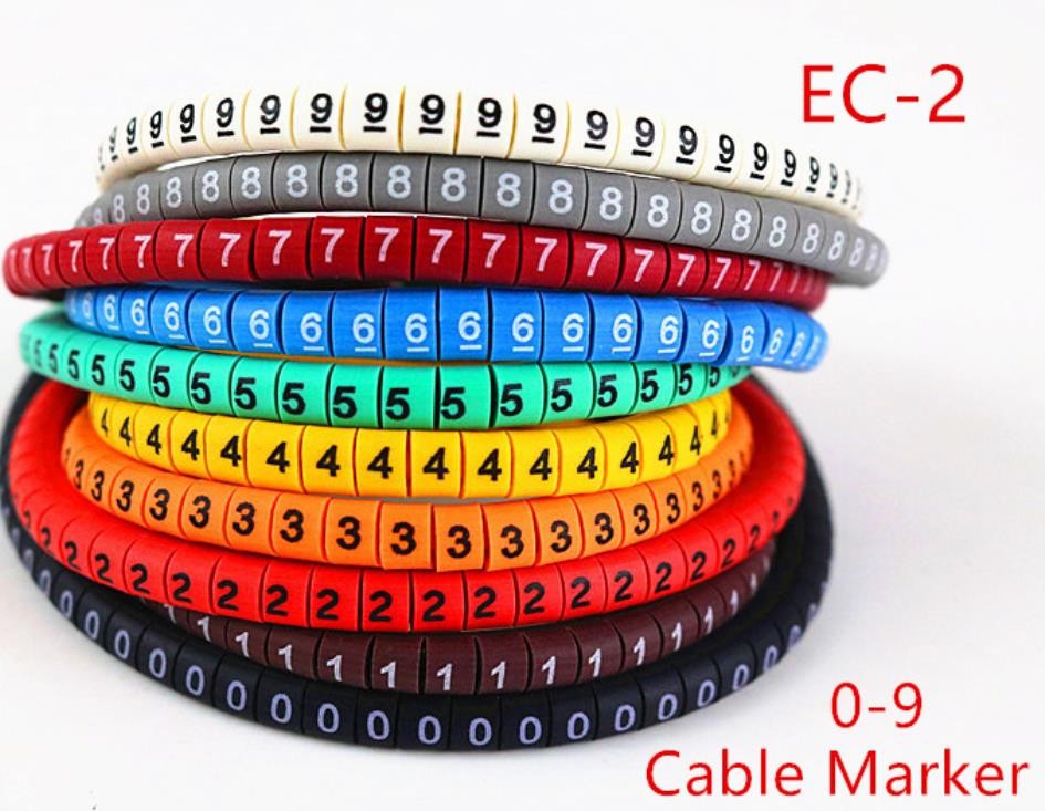 Ec-2 Boyutu 2.3 ~ 4.2 Sqmm Renkli Kablo Tel İşaretleyici Numaratör 200 Adet