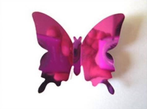Ev Dekorasyon 3D Pvc Kelebek 12 Li Duvar Süsleme Menekşe Aynalı V5