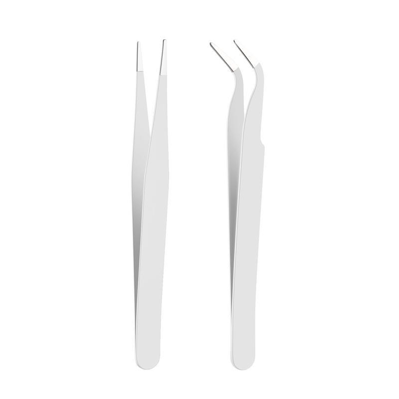 İkili Cımbız Seti Paslanmaz Çelik Beyaz Renk Düz Ve Kavisli Model