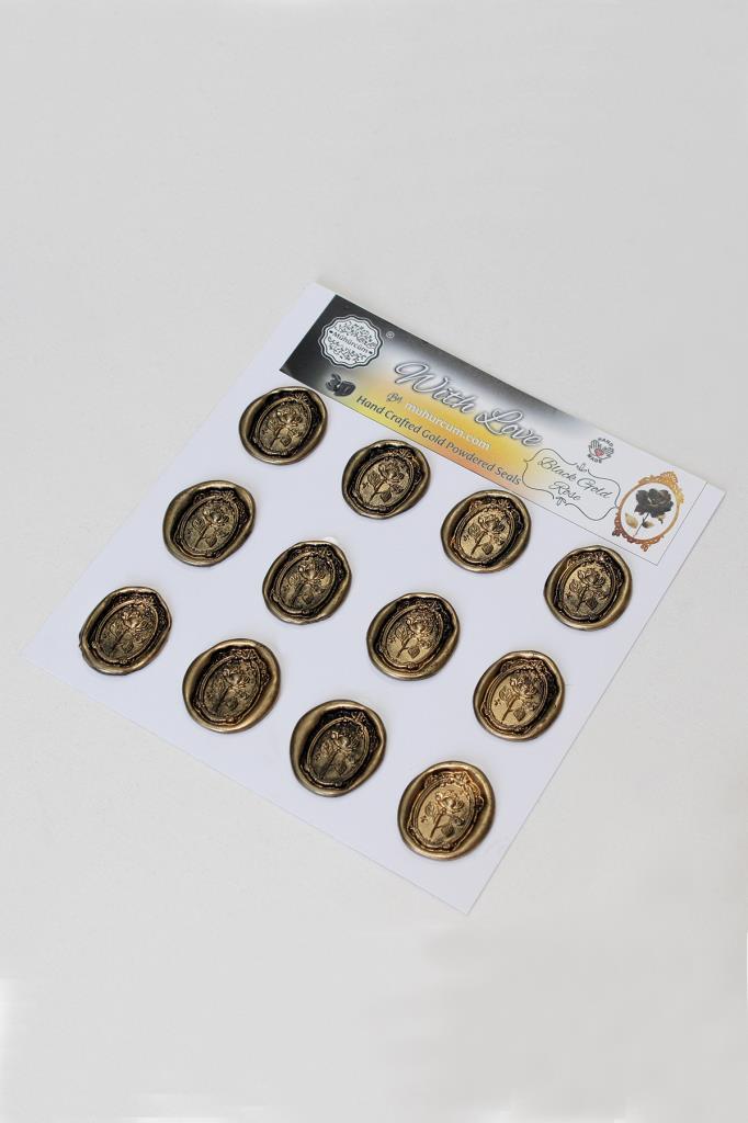 Mühürcüm Black Gold Rose 12 Adet 3D Hazır Kendinden Yapışkanlı Sticker Mühür Rm2109