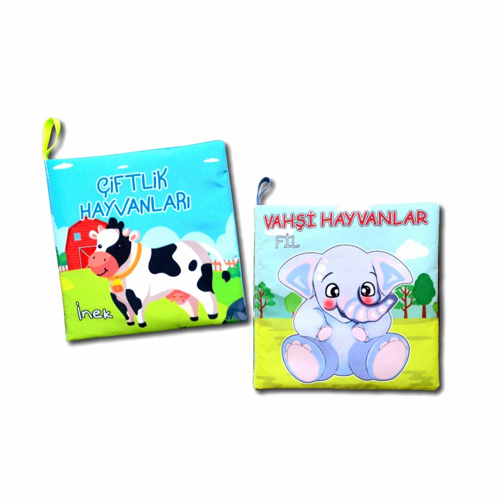 2 Kitap Tox Çiftlik Hayvanlar Ve Vahşi Hayvanlar Kumaş Sessiz Kitap T134 T111 - Bez Kitap , Eğitici Oyuncak , Yumuşak Ve Hışırtılı