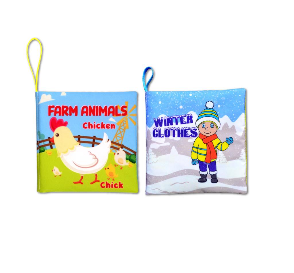 2 Kitap Tox İngilizce Çiftlik Hayvanları Ve Kışlık Giysiler Kumaş Sessiz Kitap E124 E119 - Bez Kitap , Eğitici Oyuncak , Yumuşak Ve Hışırtılı