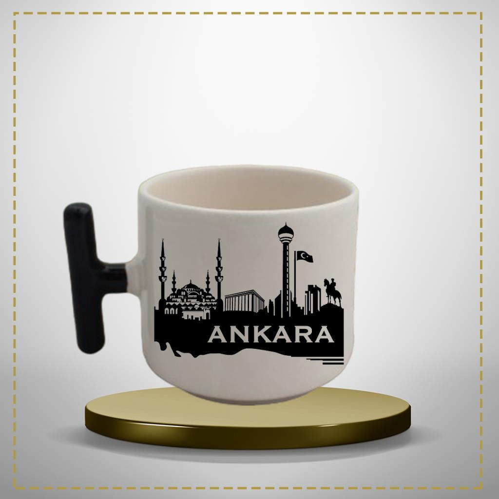 Ankara Yazılı T Siyah Kulplu Kupa Bardak Kişiye Özel Hediye