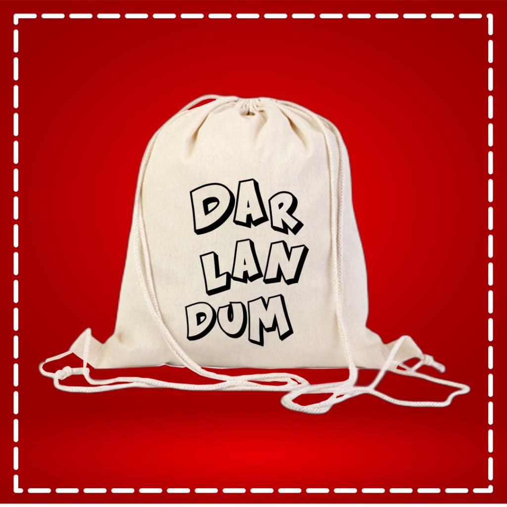 Dar Lan Dum Tasarımlı Büzgülü Bez Çanta