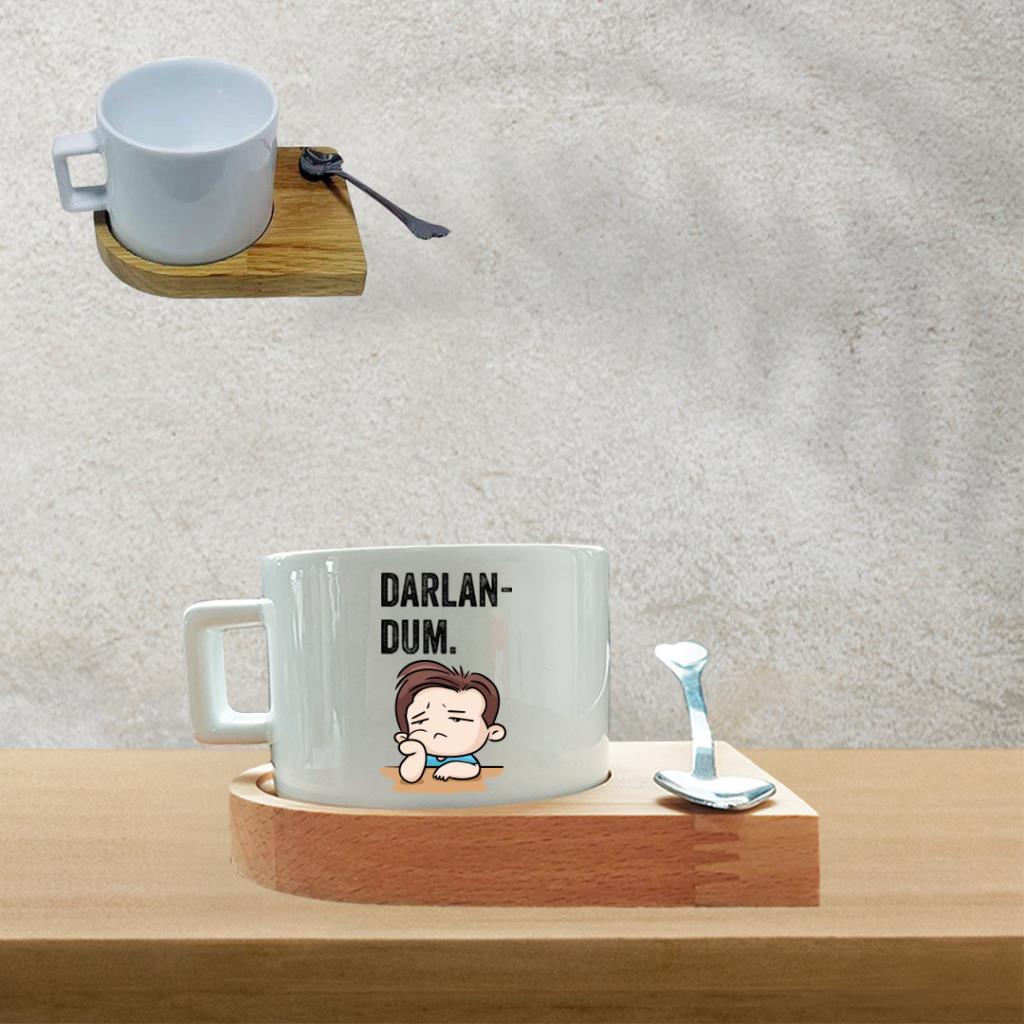 Darlan-Dum Tasarımlı Ahşap Tepsili Çay Fincanı