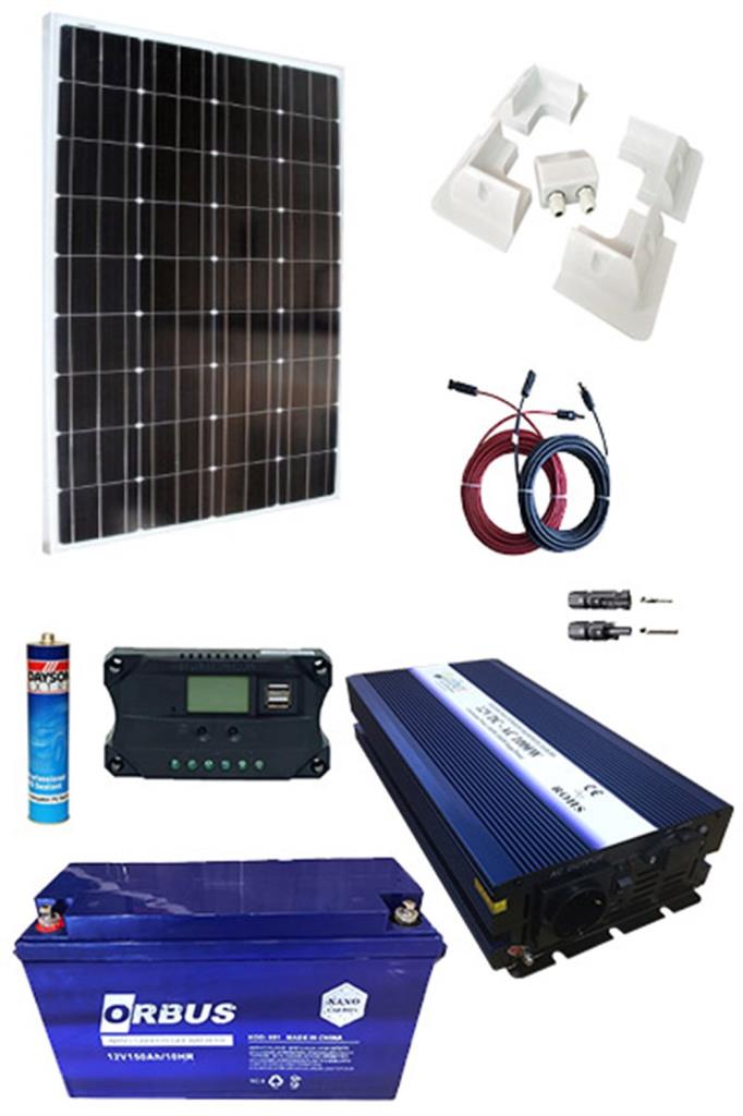 Alpex Karavan Solar Paket Sistem 205W Güneş Paneli 1000W İnverter