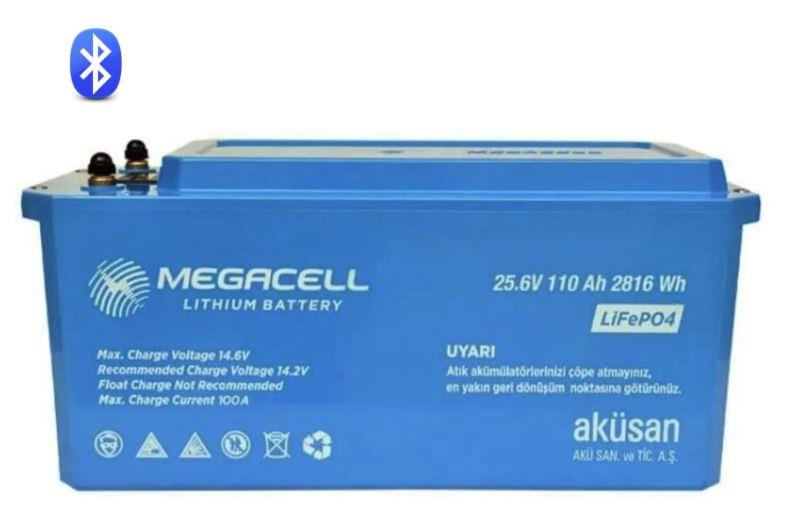 Megacell 25.6V 110Ah (Bluetooth) Lifepo4 Lityum Demir Fosfat Akü(Abs Kasa)