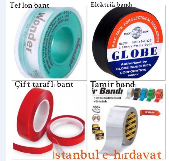 Çift Taraflı Bant + Tamir Bandı + Teflon Band + Elektirk Bandı