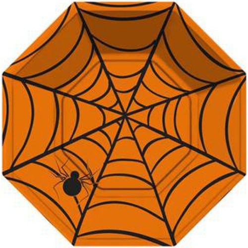 Cadilar Bayrami Halloween Tabak Turuncu Örümcek Aği Desenli̇ Seki̇zgen 8'Li̇