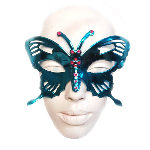 Maske Kelebek Mavi̇ Metali̇k