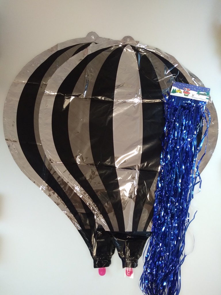 Paraşüt Folyo Balon Gümüş Si̇yah Püsküllü