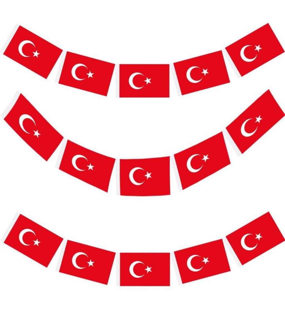 Türk Bayraği Kağit İpli̇ Sirali Ay Yildiz 50'Li̇ 4M 8Cm X 13Cm
