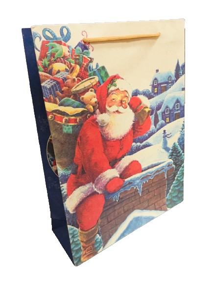 Yilbaşi Karton Çanta Noel Baba Ve Oyuncaklar Vi̇ntage Kraft 28Cm X 37Cm - 1 Adet