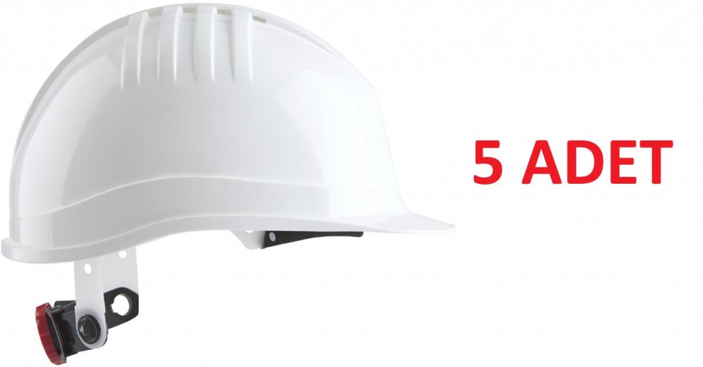 5 Adet Bbu Safety Sc 3000R - 3001 Hdpe Beyaz Renk Vida Çark Ayarlı Plastik İçlikli İş Güvenliği Bareti
