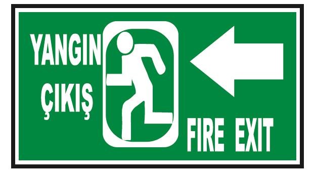 Fosforlu Yangın Çıkış- Fire Exit Levhası  - Fotolümenli - Sol Yön