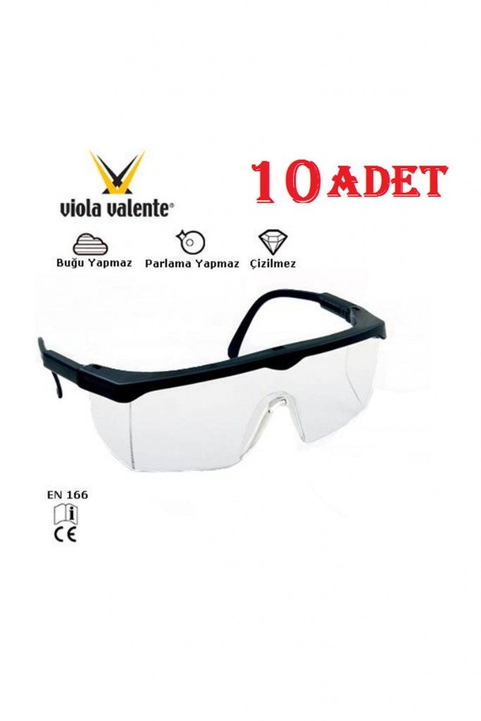 Klasik 400 Şeffaf Sapları Ayarlanabilir Koruyucu Gözlük X 10 Adet