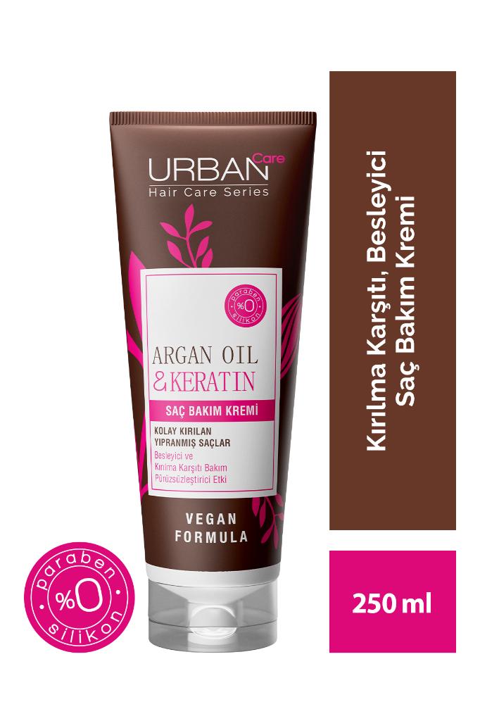 Urban Care Argan Yağı&Keratin Kolay Kırılan Yıpranmış Saçlara Özel Saç Bakım Kremi-Vegan-250Ml